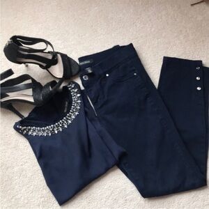 WHBM Blue Skimmer Bottom Snap Pants Sz 2 EUC